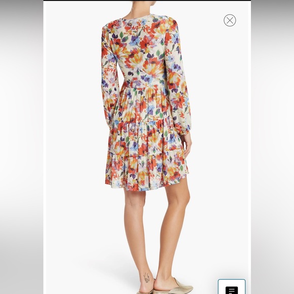 Love by Design Catherine Long Sleeve Mesh Babydoll Dress in Paint Flowers Size M - Picture 3 of 17